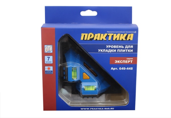 Уровень лазерный для укл. плитки 649-448 2 л. под угл. 90гр. ПРАКТИКА